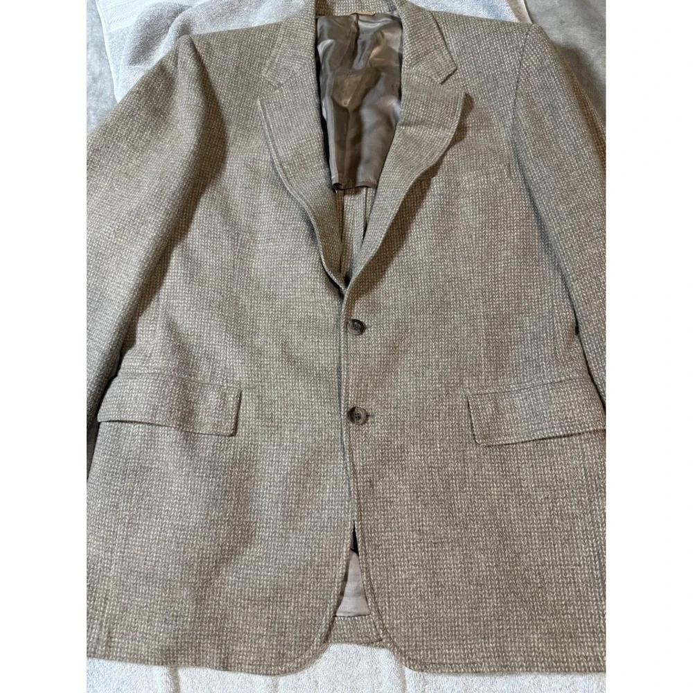 Vintage Size DM Blazer 100% Wool Brown‎ Beige 2 Button Sport Coat Professional